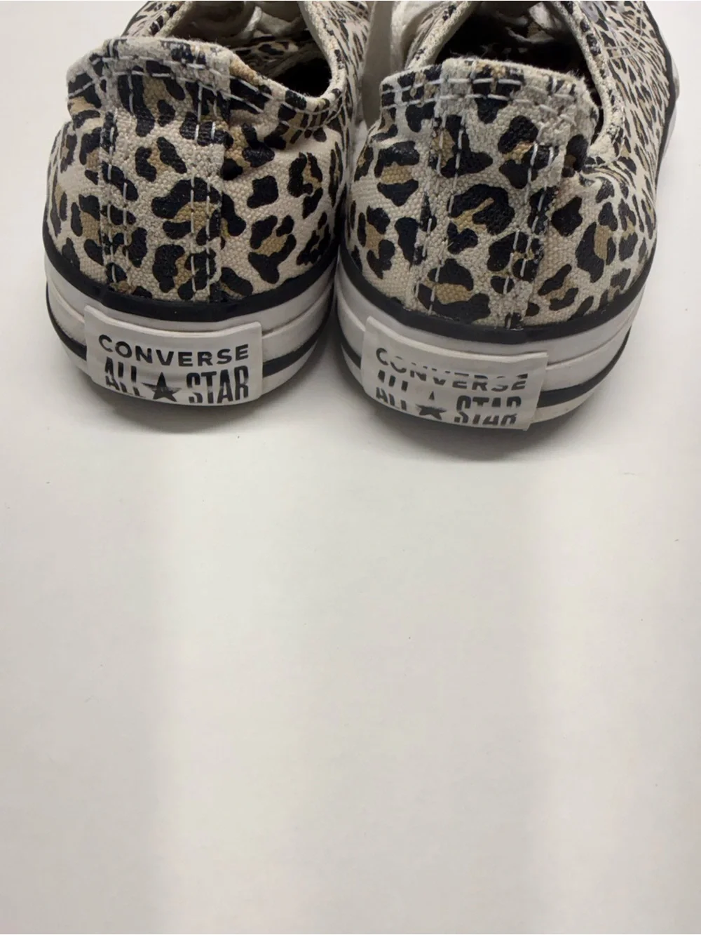 Converse Low Top Sneakers - Beige Leopard Print with Black Spots